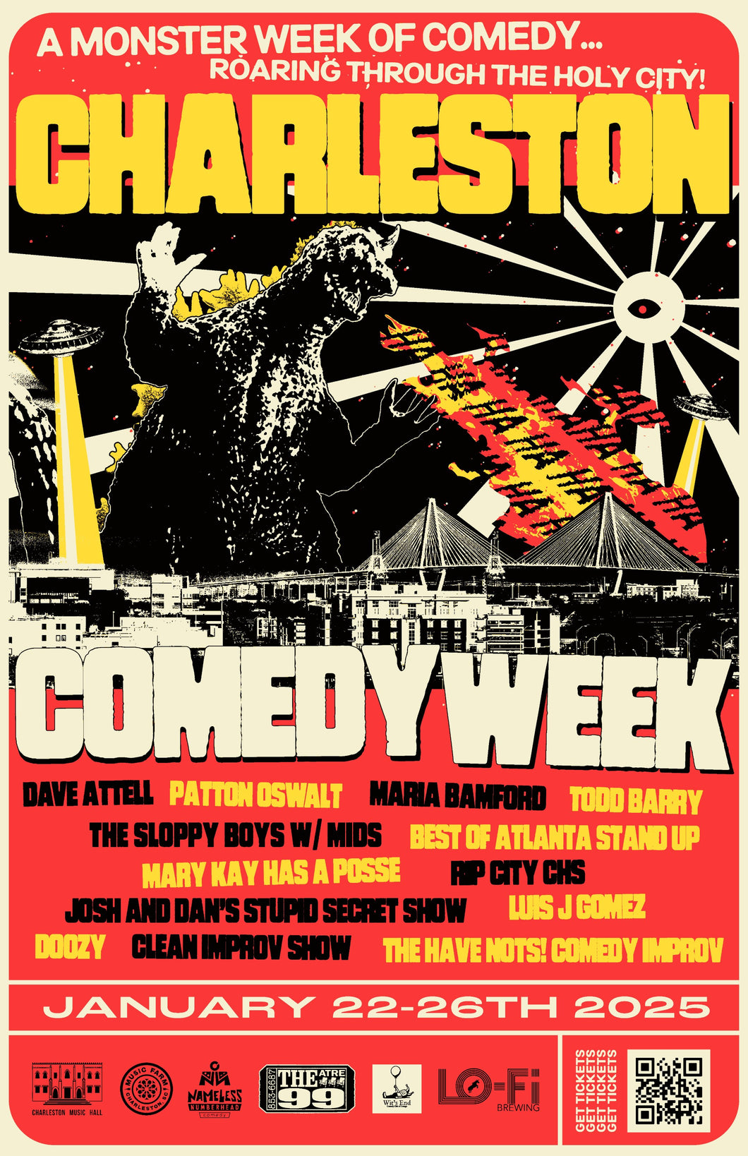 Charleston Comedy Week Screen Printed Poster